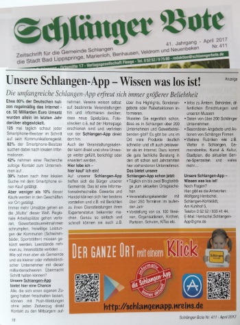 Viel Inforamtion zu unserer Schlangen-App gibt es in der aktuellen Ausgabe vom Schlänger Boten