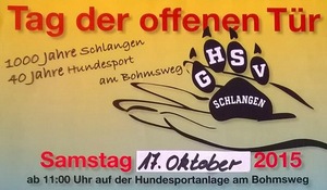 Am 17. Oktober 2015 ist Tag der offenen Tür auf der Hundesportanlage am Bohmsweg in Schlangen