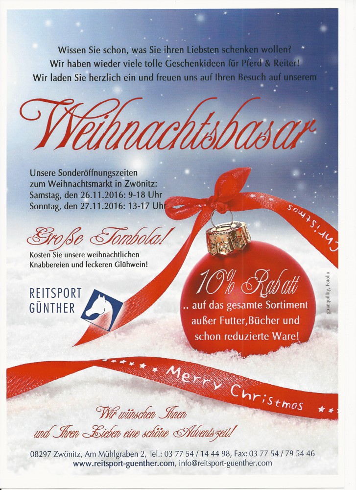 Weihnachtsbasar bei Reitsport Günther in Zwönitz