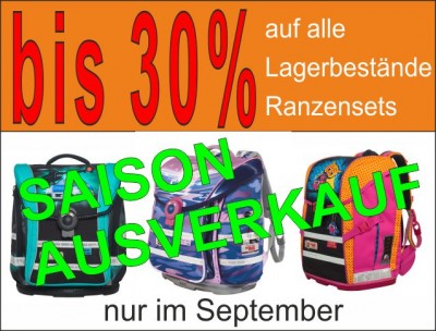 Nur im September - bis zu 30% Rabatt auf alle Schulranzenset