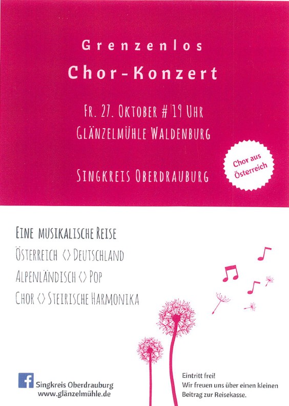 Chor-Konzert in der Glänzelmühle