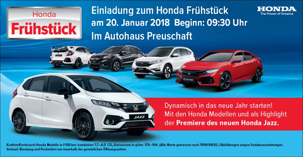 Honda Frühstück im Autohaus Preuschaft am 20. Januar 2018