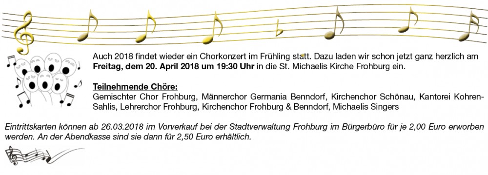 Kartenvorverkauf startet am Montag für das Chorkonzert