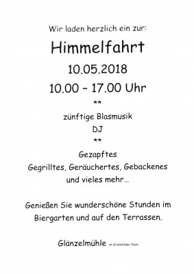 Himmelfahrt in der Glänzelmühle