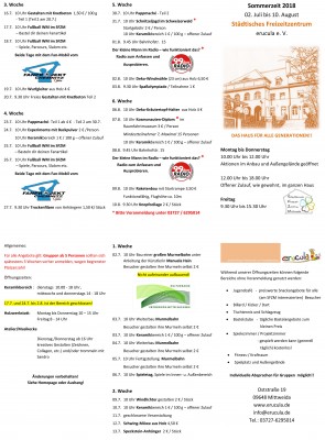 Sommerferienprogramm des Städtischen Freizeitzentrums ist da