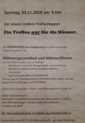 Männerstammtisch zum Thema Männergesundheit