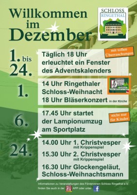 Im Dezember ist viel los am Schloß Ringethal.