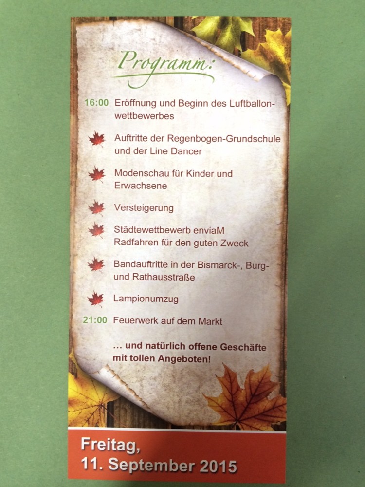 Das Programm zum Händlerherbst in Rochlitz