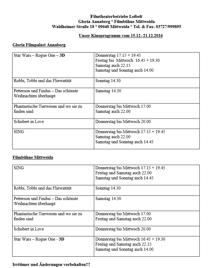 kinoprogramm Mittweida und Annaberg