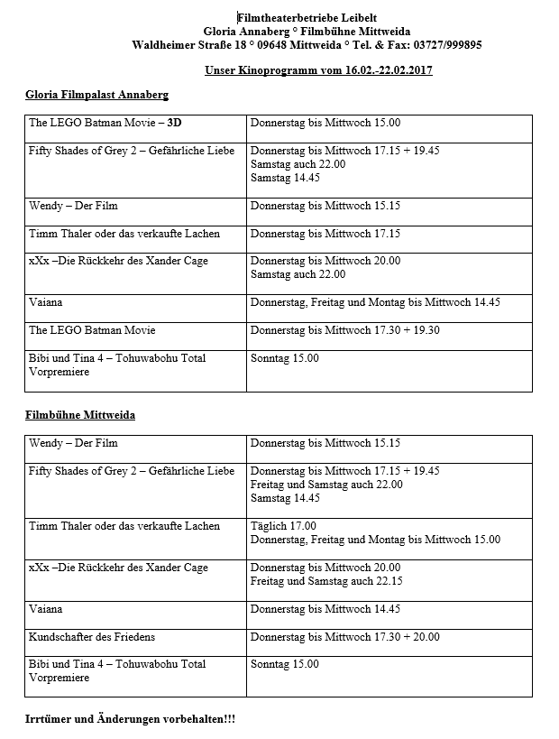 kinoprogramm ab 16.02.2017
